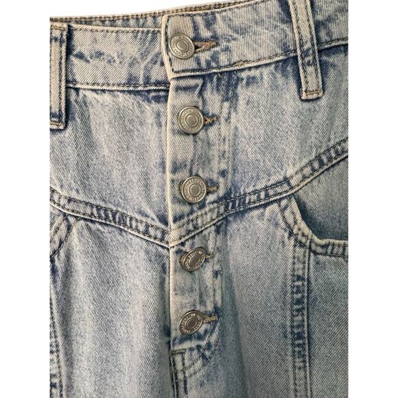 Free People Womens Acid Wash Front Seamed High Rise Denim Jean Button Fly Sz 27 - Picture 3 of 7